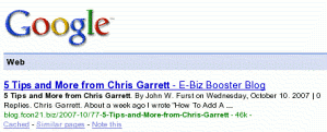E-Biz Booster Blog in Google
